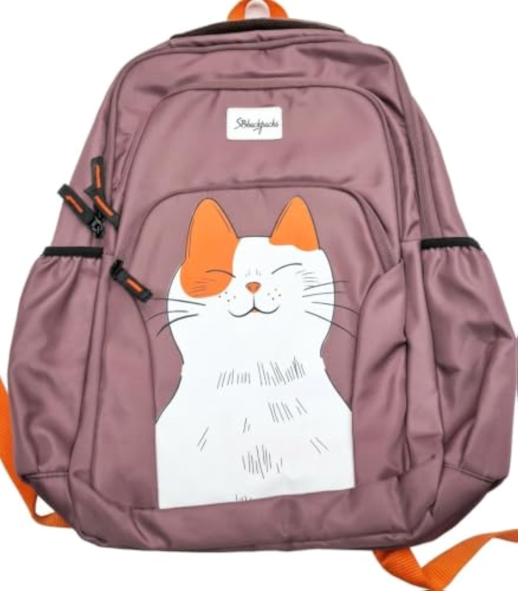 Cat Print Backpack for Women, Cute Pink Design